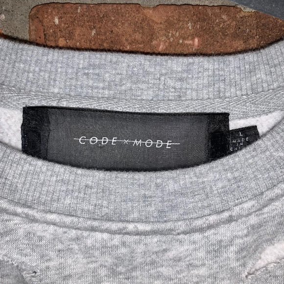 Code Mode Gray Distressed Oversized Sweatshirt L - Picture 5 of 8